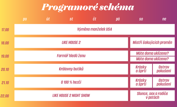 Programové schéma Prima Show, zdroj: FTV Prima