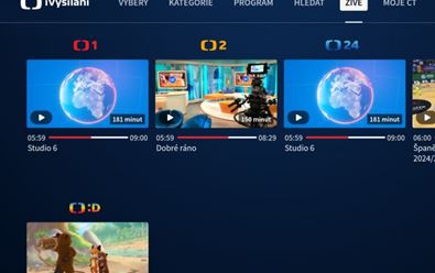Česká televize přidala do aplikace iVysílání sekci Živě