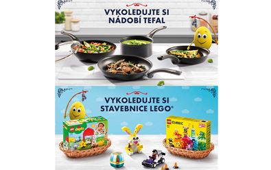 Albert ve velikonoční kampani nabízí nádobí Tefal a Lego