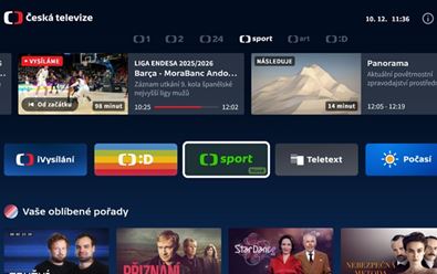 Česká televize uvedla novou HbbTV aplikaci ČT sport