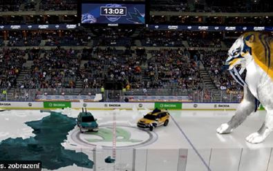 Škoda Auto při utkání NHL nabídla zápas svých modelů ve 3D