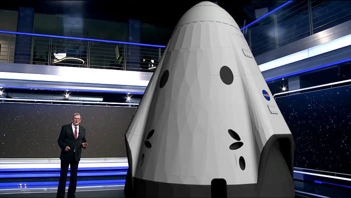 3D model SpaceX ve vysílání CNN Prima News, zdroj: FTV Prima