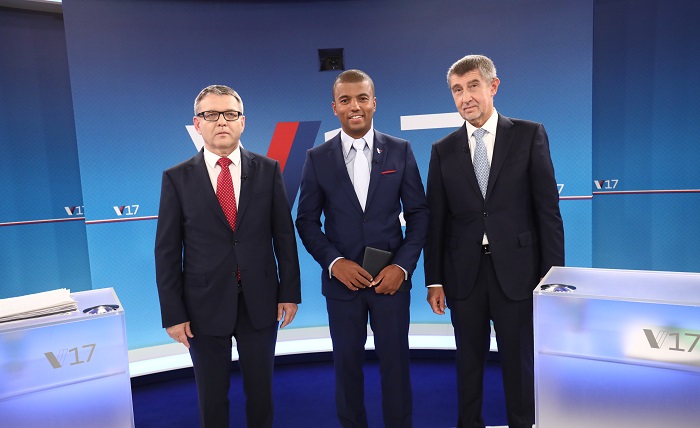 Lubomír Zaorálek, Ray Koranteng a Andrej Babiš, foto: TV Nova