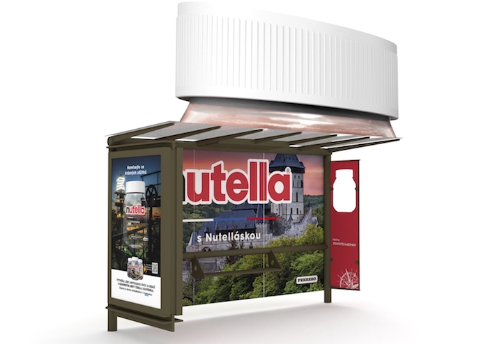 Vizualizace zastávky MHD v rámci kampani "S Nutelláskou", zdroj: Nutella / Ferrero