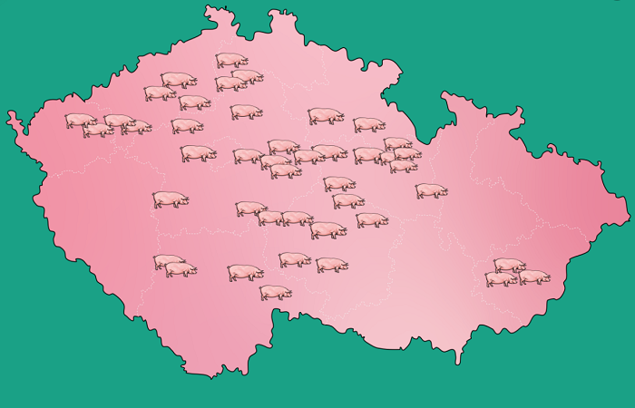 Podle mapy lze najít, kde online koupit balíčky českého vepřového masa, zdroj: FB Agrární komora ČR