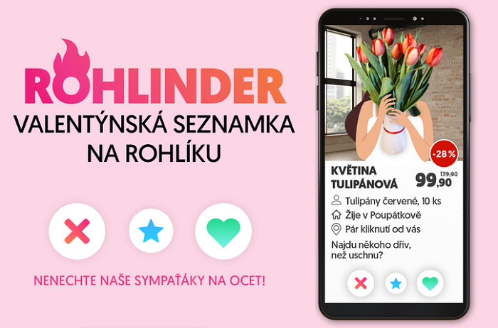 Valentýnská kampaň Rohlík.cz odkazuje na online seznamky