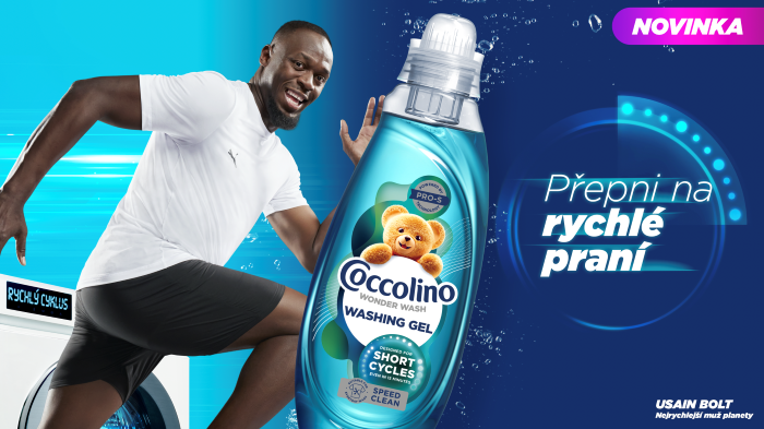 Klíčový vizuál k novince Coccolino Wonder Wash s Usainem Boltem, zdroj: Unilever