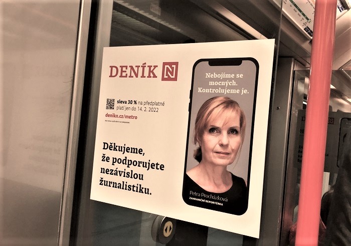 Lednová kampaň Deníku N v pražském metru, zdroj: MediaGuru.cz