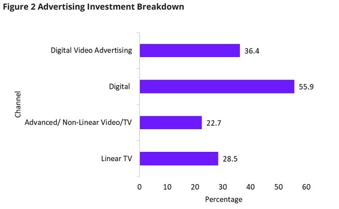 Zastoupení reklamních investic (%) v jednotlivých kanálech, zdroj: IAB Europe