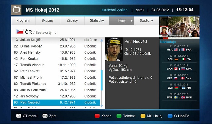Podoba první hokejové aplikace v roce 2012, zdroj: ČT
