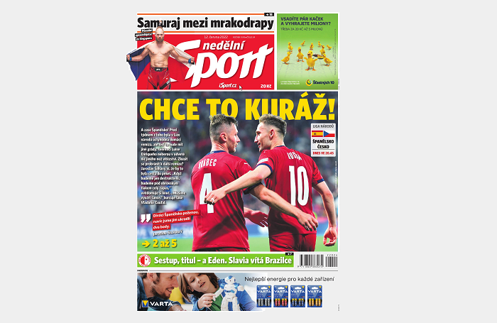 Titulní strana nedělníku Nedění Sport z 12.6. 2022, zdroj: repro CNC