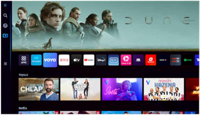 Samsung TV: Voyo, T-Mobile, Spotify a Kuki skokany mezi aplikacemi