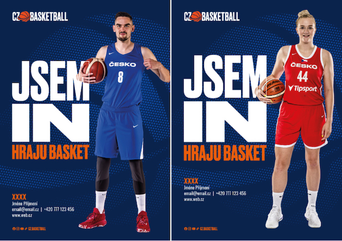 Náborový plakát CZ Basketball v rámci komunikační kampaně Jsem IN k EuroBasketu, zdroj: CZ Basketball