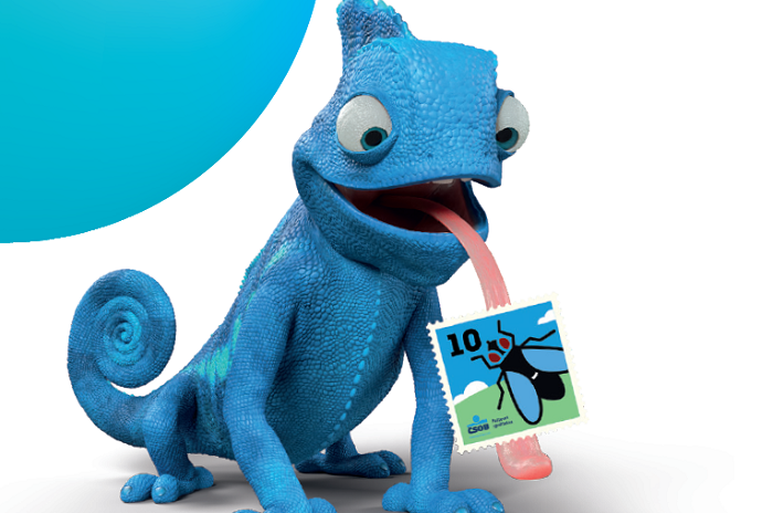 ČSOB vytvořila poštovní známky s chameleonem