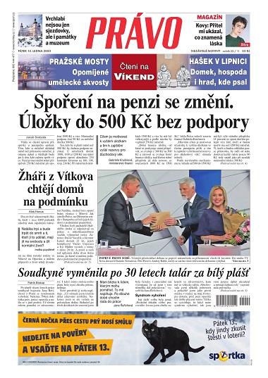 Titulní strana deníku Právo