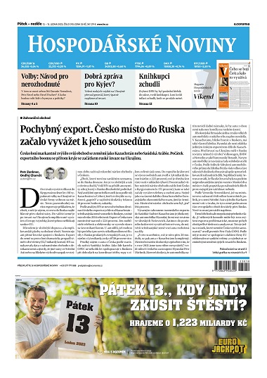 Titulní strana Hospodářských novin