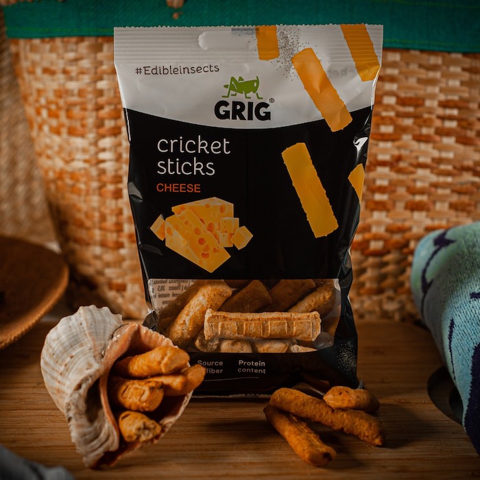Ukázka produktu značky Grig – cvrččí krekry, zdroj: FB Grig