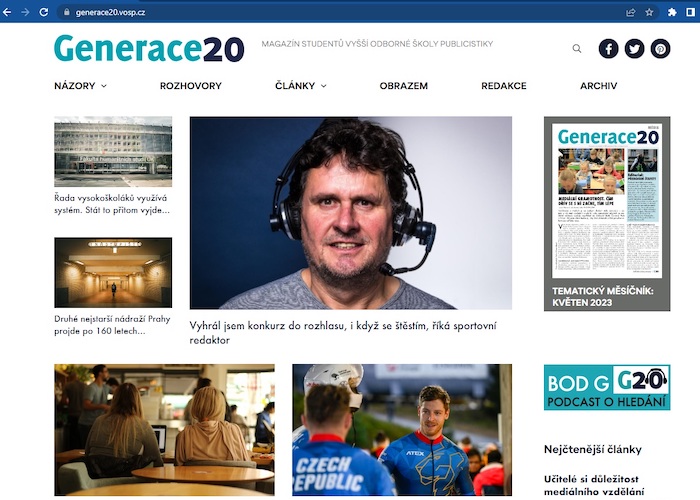 Studentský magazín Generace 20 představuje novou podobu webu i rubriky, zdroj: VOŠP.