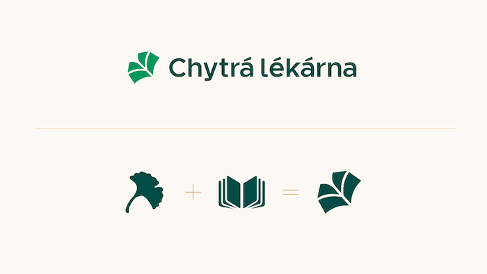 Nové logo se inspiruje původním symbolem listu gingko biloby a otevřenou knihou, zdroj: Chytrá lékárna.
