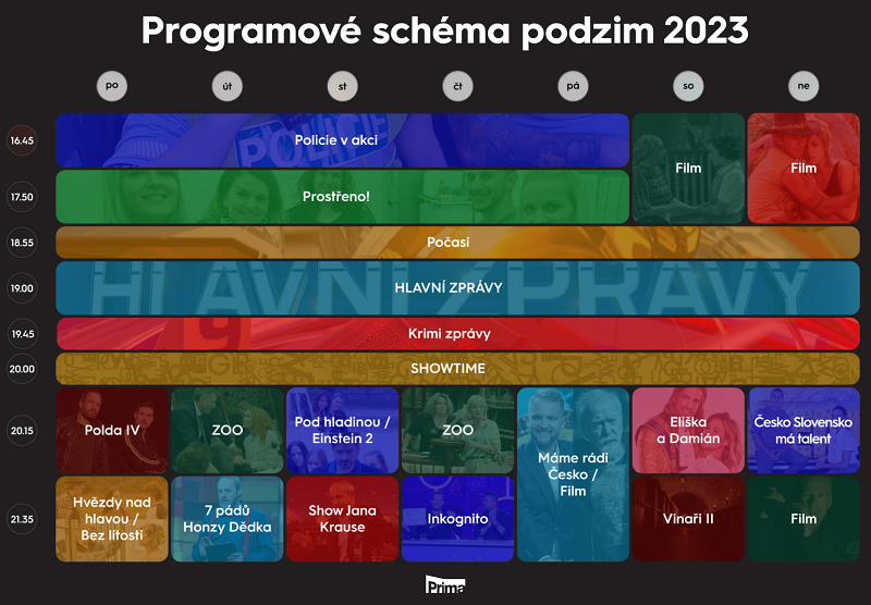 Programové podzimní schéma TV Prima, zdroj: FTV Prima
