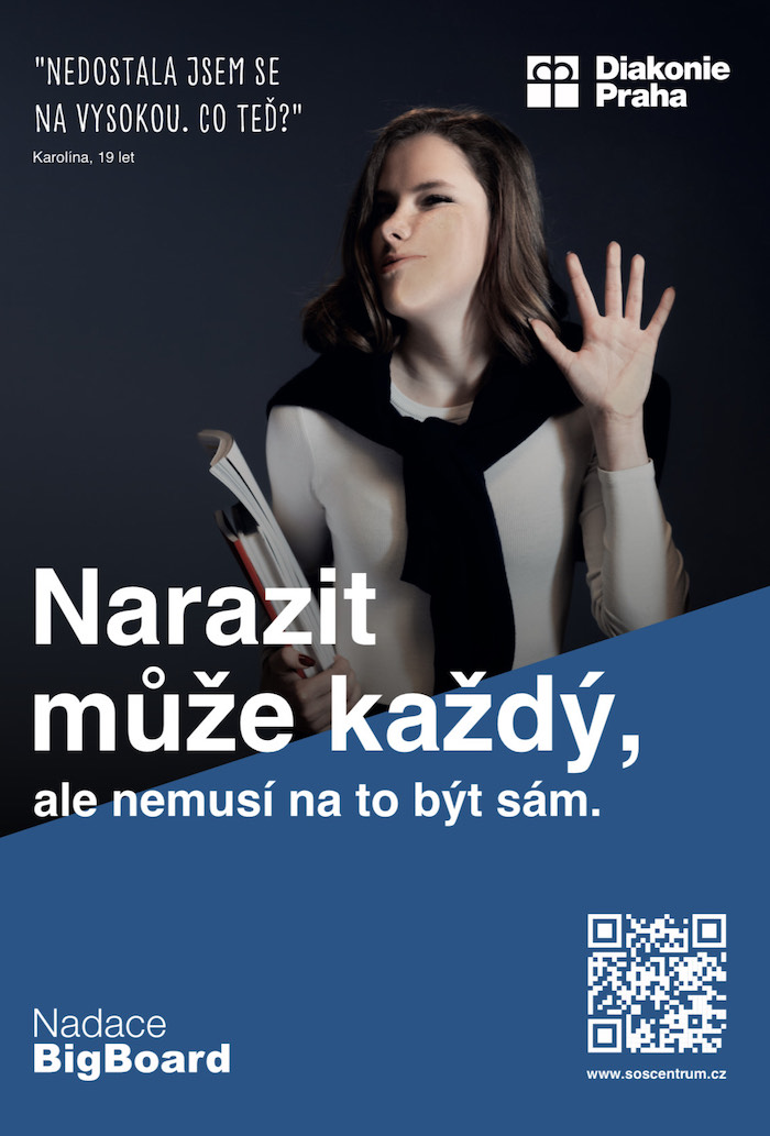 Ukázka klíčového vizuálu kampaně „Narazit může každý“ od Diakonie Praha, zdroj: archiv Diakonie Praha