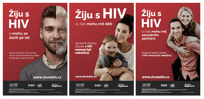 Ukázka tří vizuálů, které jsou v kampani využívány, zdroj: GSK/ViiV Healthcare