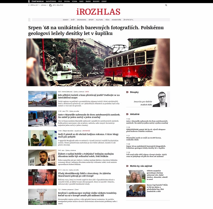 Design stránek iRozhlas.cz, srpen 2017