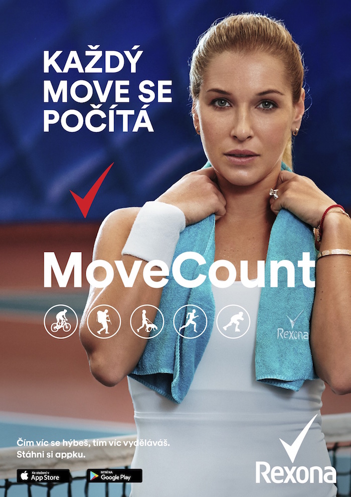 Klíčový vizuál značky Rexona k podpoře aplikace MoveCount