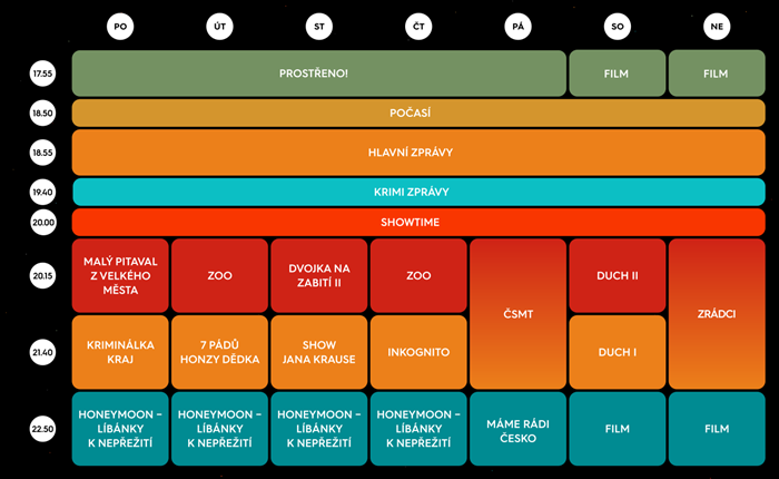 Programming scheme of TV Prima for autumn; Source: FTV Prima