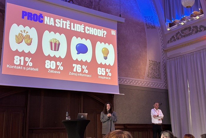 Kateřina Marešová a Vladan Crha prezentují výsledky letošního ročníku AMI Digital Index. Zdroj: MediaGuru.cz