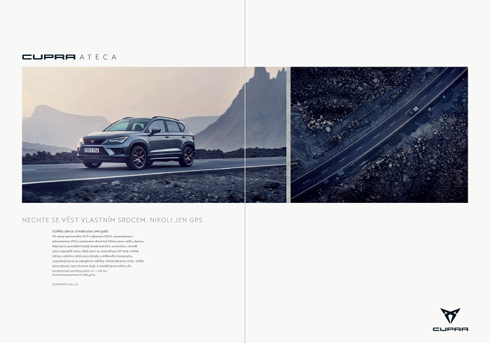 Klíčový vizuál k printové kampani značky Cupra na českém trhu, zdroj: Porsche ČR