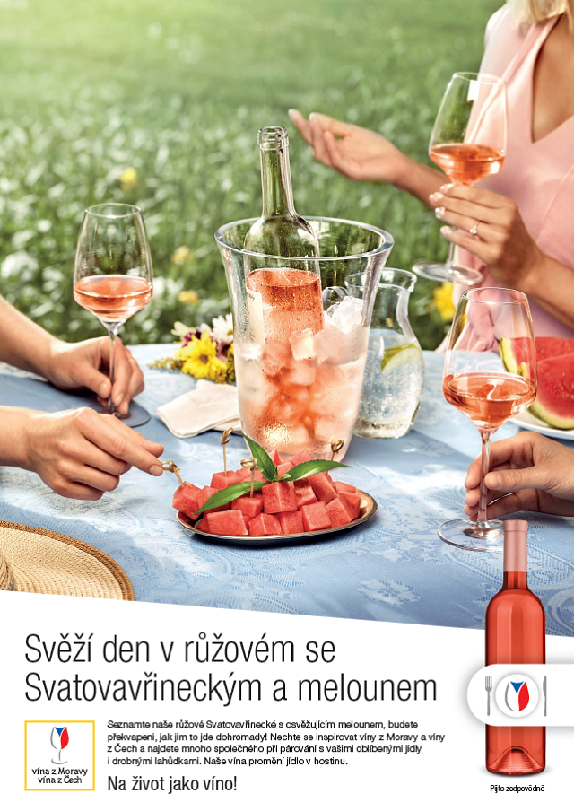 Klíčový vizuál k letní kampani Vinařského fondu na podporu růžových vín, zdroj: Momentum