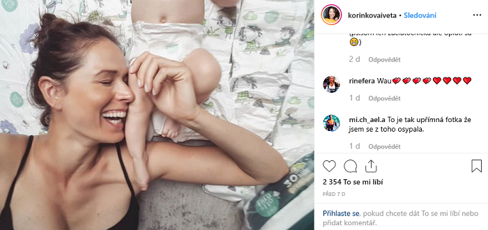 Moderátorka Iveta Kořínková propaguje na Instagramu různé produkty především pro děti, spolupracuje s ní i Tesco. Zdroj: Instagram Ivety Kořínkové