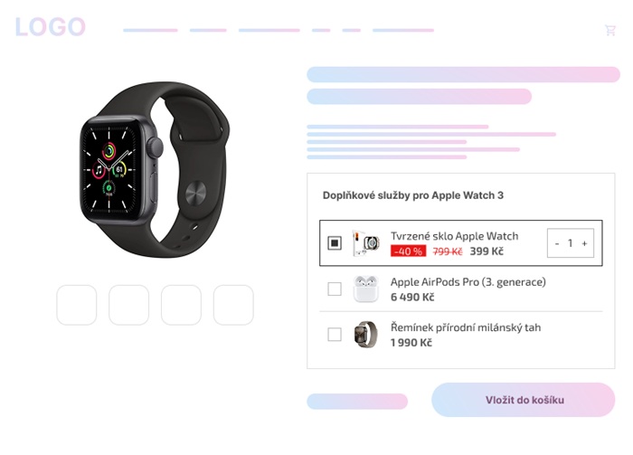 Upsell - ukázka: doplňkové služby