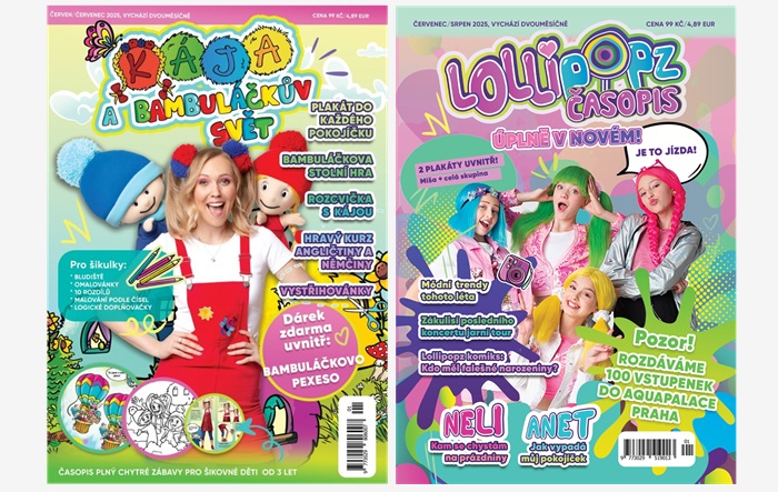 Na trhu jsou časopisy Lollipopz a Kája a Bambuláčkův svět