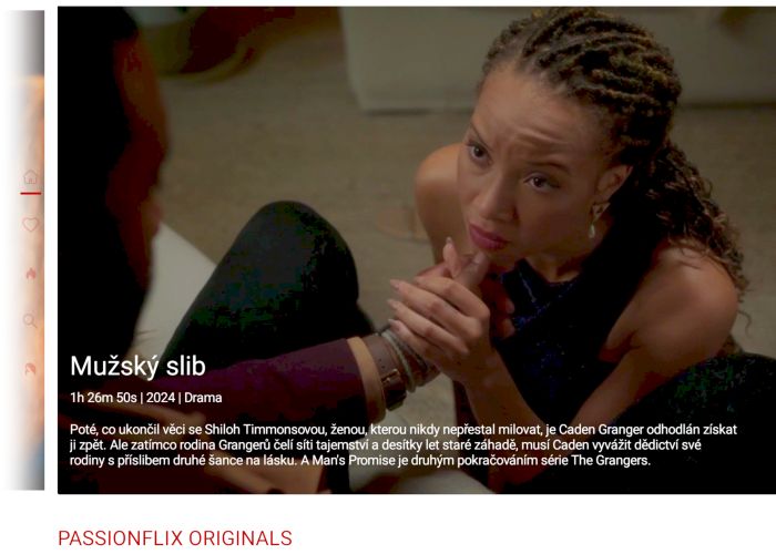 Aplikace Passionflix s českými popisky v prostředí Android TV