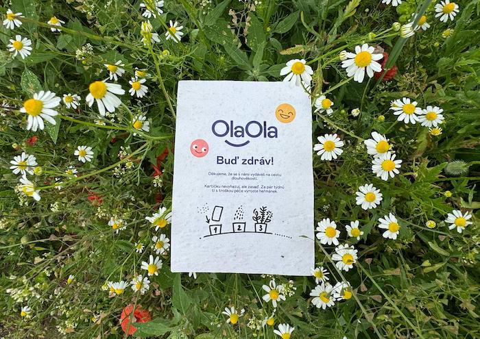 Přání se semínky, které OlaOla rozesílá svým zákazníkům spolu s objednávkou, zdroj: OlaOla.