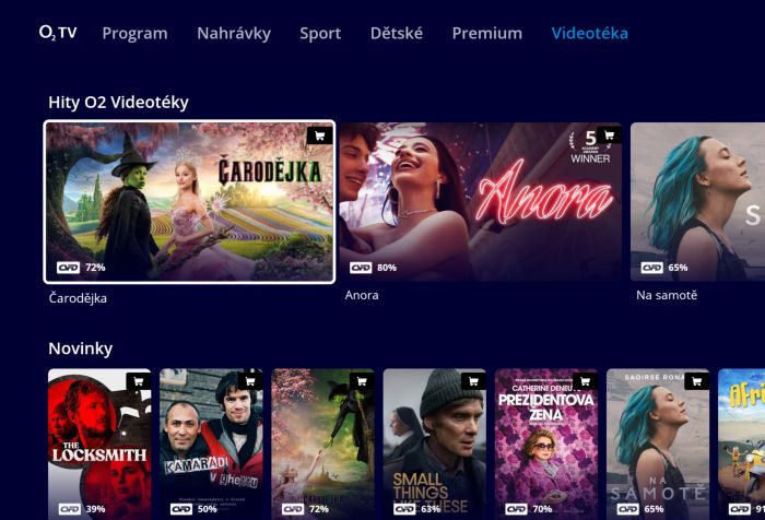 Současná podoba O2 Videotéky v prostředí O2 TV