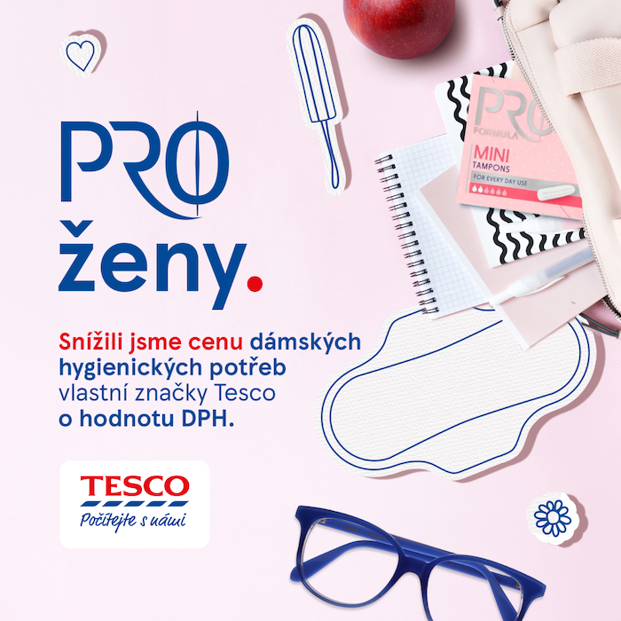 Klíčový vizuál kampaně řetězce Tesco bojující proti menstruační chudobě, zdroj: Tesco