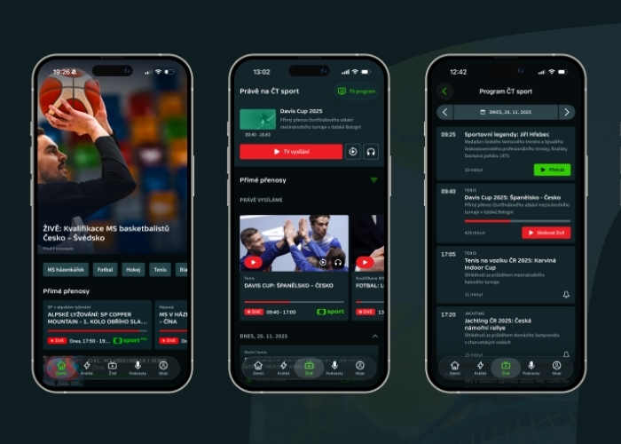 Nová podoba webu ČT Sport v mobilní verzi. Foto: Česká televize