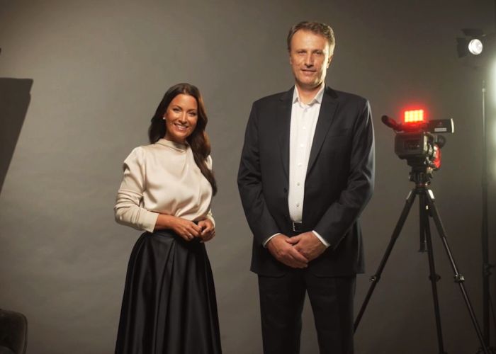 Tváře televize, moderátoři Gabriela Partyšová a Pavel Poulíček. Repro: Praha TV