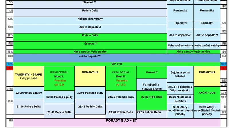 Programové podzimní schéma TV Barrandov, zdroj: TV Barrandov