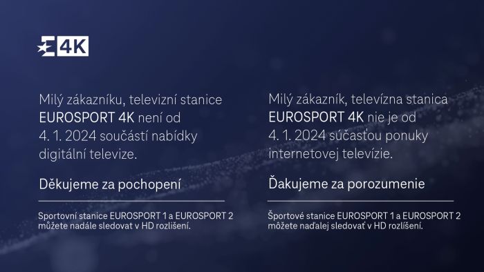 Informace o ukončení distribuce stanice Eurosport 4K