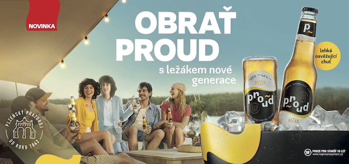 Klíčový vizuál pivovaru Proud na podporu jeho nového ležáku, zdroj: Proud / Plzeňský Prazdroj