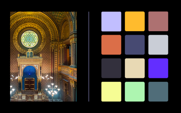 Barevnost má navodit atmosféru, vycházející z tradice židovské kultury, zasazené do centra Prahy, zdroj: Židovské muzeum v Praze.