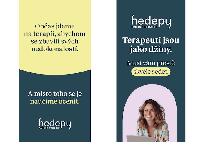 Ukázka klíčových vizuálů rebrandingové kampaně, zdroj: Hedepy